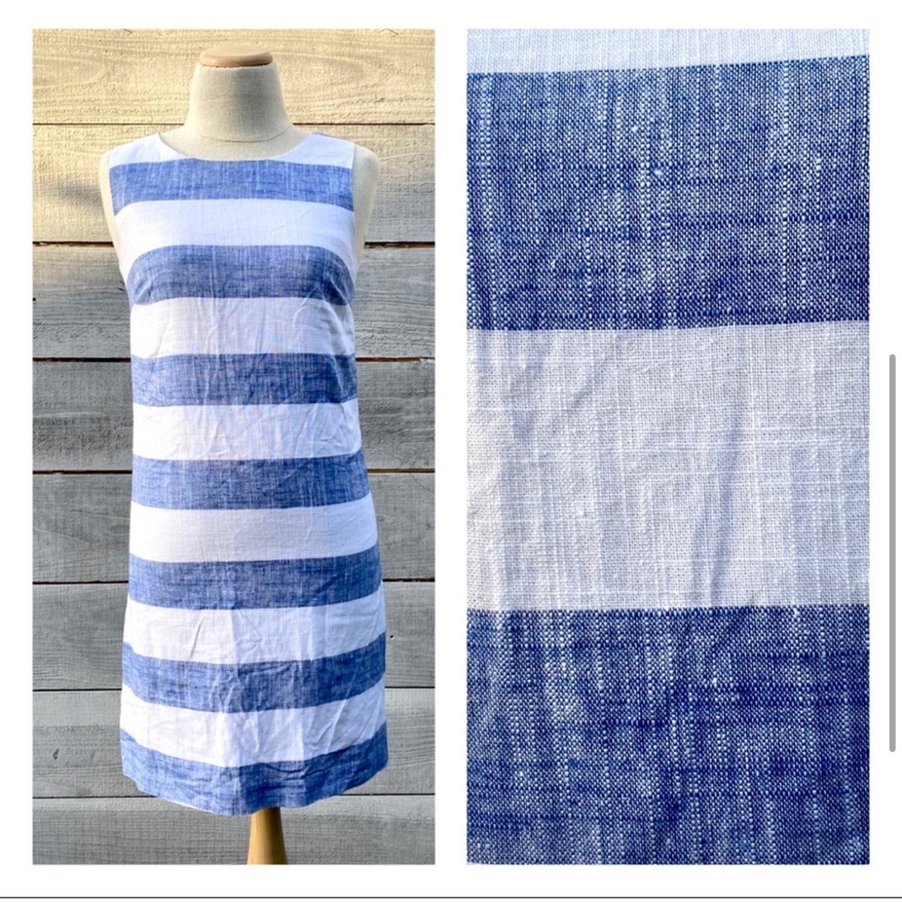 Saks Fifth Avenue Linen Striped Sheath Dress Preppy XS - Picture 3 of 10